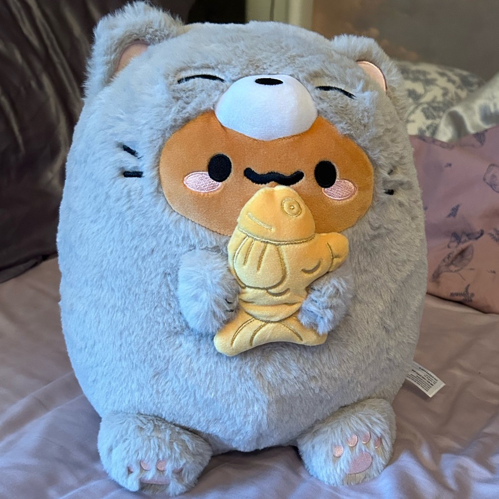 Smoko Tayto Potato Gray Short-haired Cat With Taiyaki 13 Inch Plush